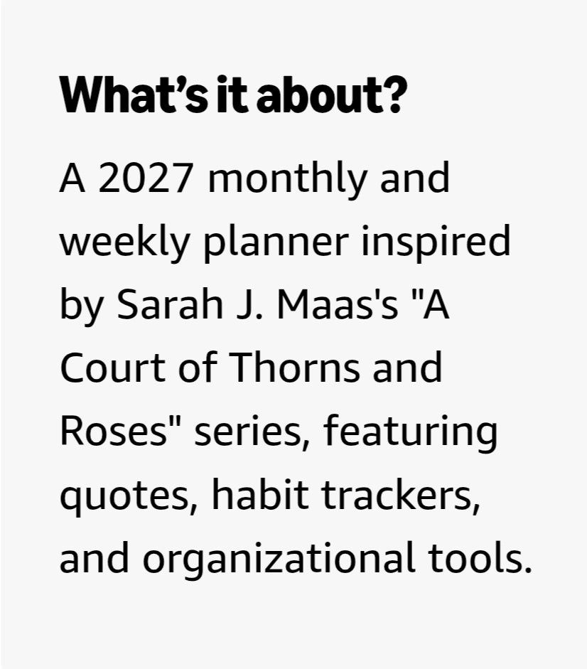 A Court of Thorns and Roses 2027 Monthly/Weekly Planner Calendar